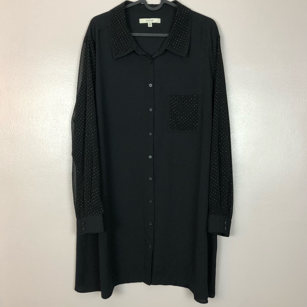 Sejour | Button Down Blouse w/ Gold Dots